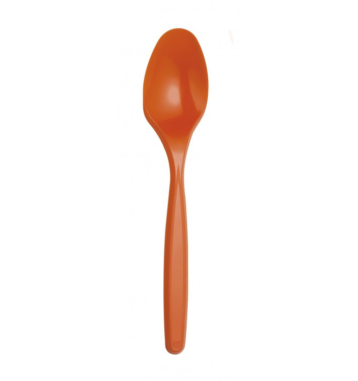 Cucchiaio di Plastica Arancione PS 120mm (40 Pezzi)