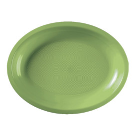 Vassoio Plastica Ovale Verde Acido Round PP 255x190mm (50 Pezzi)