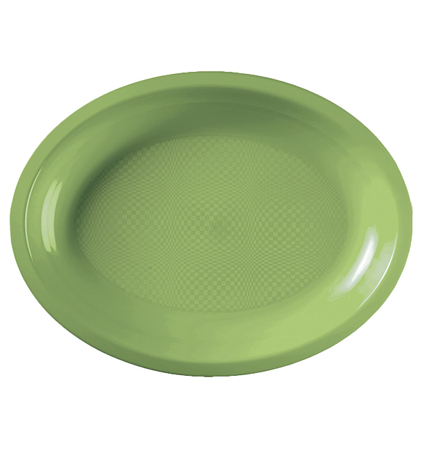 Vassoio Plastica Ovale Verde Acido Round PP 255x190mm (50 Pezzi)