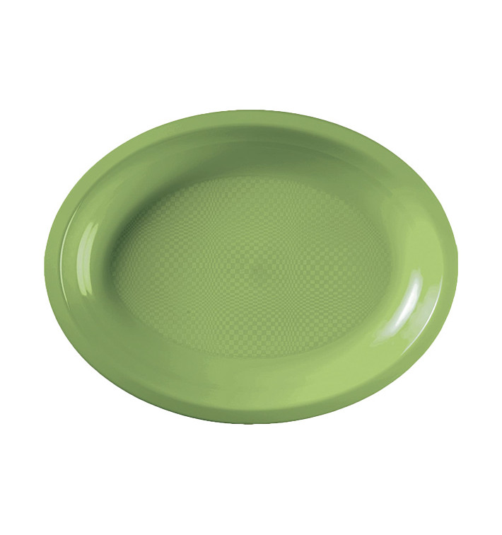 Vassoio Plastica Ovale Verde Acido Round PP 315x220mm (300 Pezzi)