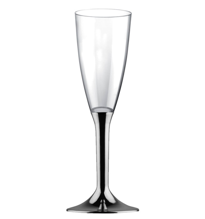 Calice Plastica Flute Gambo Nikel Cromo 120ml 2P (20 Pezzi) Calice Plastica Flute Gambo Nikel Cromo 120ml 2P (20 Pezzi)