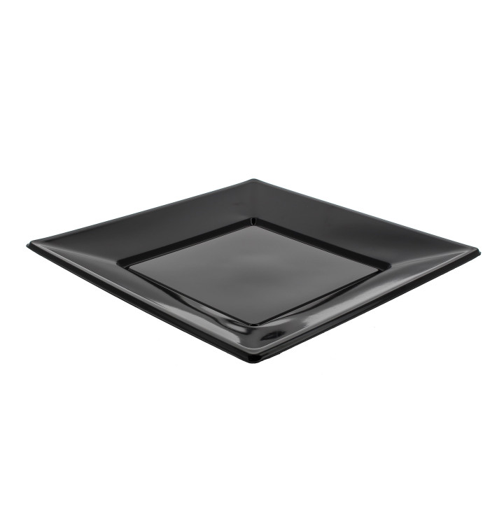 Piatto di Plastica Piano Quadrato Nero 230mm (750 Pezzi) Piatto di Plastica Piano Quadrato Nero 230mm (750 Pezzi)