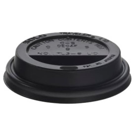 Coperchio Nero con Foro per Bicchiere di Carta 12, 16 e 20 Oz Ø8,9cml (100 Pezzi)