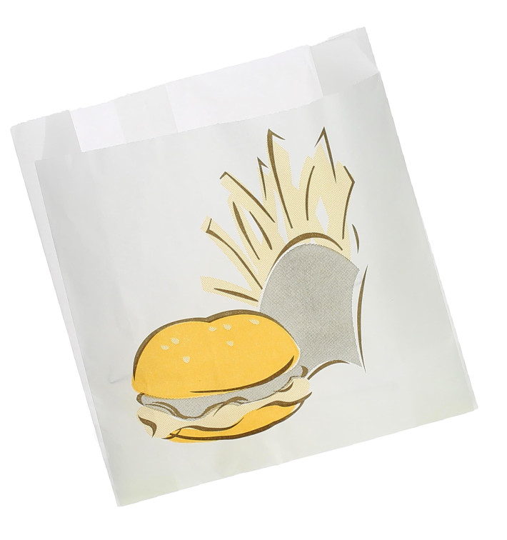 Sacchetto per Hamburger Antigrasso 15+5x16cm (1000 Pezzi) Sacchetto per Hamburger Antigrasso 15+5x16cm (1000 Pezzi)