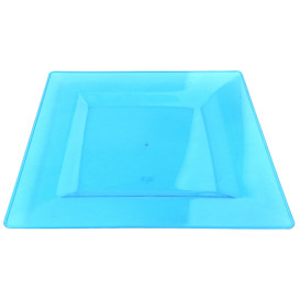 Piatto Plastica Rigida Quadrato Turchese 20x20cm (88 Pezzi)