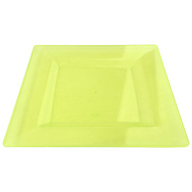 Piatto Plastica Rigida Quadrato Verde 20x20cm (4 Pezzi)