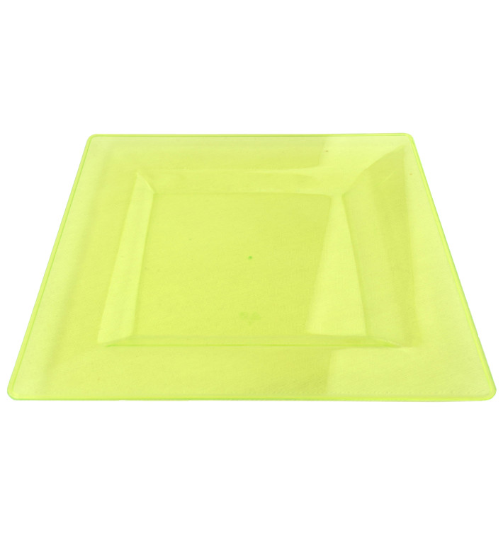 Piatto Plastica Rigida Quadrato Verde 20x20cm (4 Pezzi)