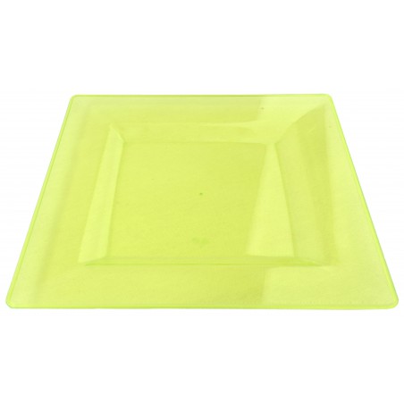 Piatto Plastica Rigida Quadrato Verde 20x20cm (4 Pezzi)