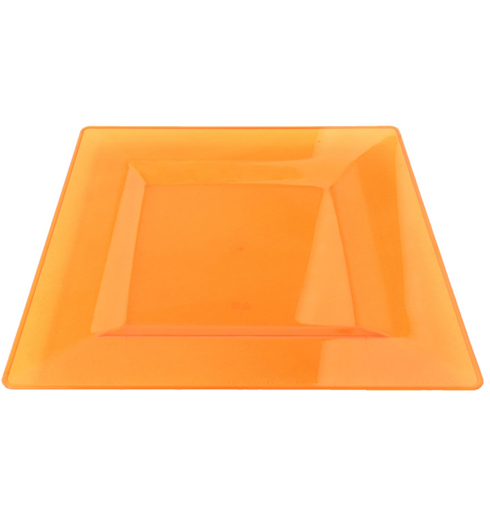 Piatto Plastica Rigida Quadrato Arancione 20x20cm (4 Pezzi) Piatto Plastica Rigida Quadrato Arancione 20x20cm (4 Pezzi)