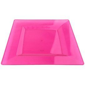 Piatto Plastica Rigida Quadrato Lampone 20x20cm (88 Pezzi)