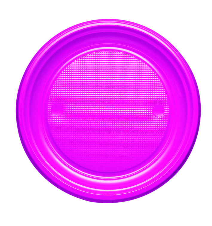 Piatto di Plastica PS Piano Fucsia Ø170mm (50 Pezzi) Piatto di Plastica PS Piano Fucsia Ø170mm (50 Pezzi)
