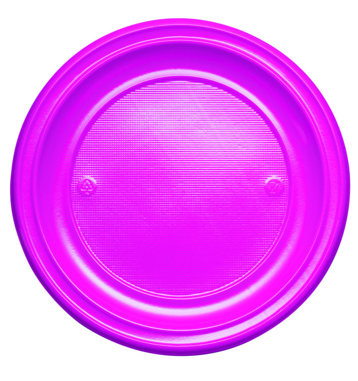 Piatto di Plastica PS Piano Fucsia Ø220mm (30 Pezzi) Piatto di Plastica PS Piano Fucsia Ø220mm (30 Pezzi)