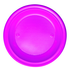 Piatto di Plastica Fondo PS Fucsia Ø220mm (30 Pezzi)