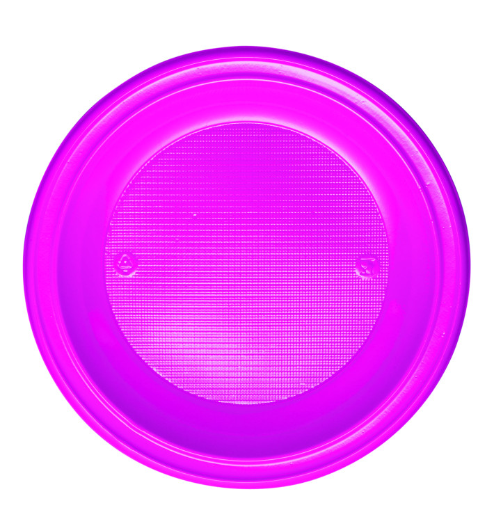 Piatto di Plastica Fondo PS Fucsia Ø220mm (30 Pezzi) Piatto di Plastica Fondo PS Fucsia Ø220mm (30 Pezzi)