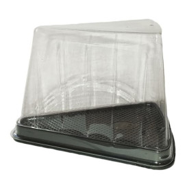 Scatola Plastica per Porzione Torte Trasp-Nero (50 Pezzi)