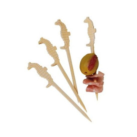 Spiedi di Bambu Decorato Cavalluccio Marino 90mm (100 Pezzi)