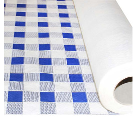 Tovaglia di Carta Rotolo Quadro Blu 1x100m. 40g (6 Pezzi)