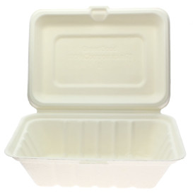 Contenitori Canna da Zucchero Bianco 136x182x64mm (50 Pezzi)