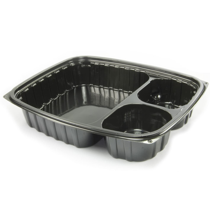 Contenitore di Plastica OPS "Clear Pac" 3 C. Nero 887ml (252 pezzi) Contenitore di Plastica OPS "Clear Pac" 3 C. Nero 887ml (252 pezzi)
