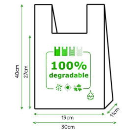 Sacchetto di Plastica Canottiera 100% Degradabile 30x40cm (200 Pezzi)