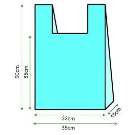 Sacchetto di Plastica Canottiera 35x50cm Blu (200 Pezzi)