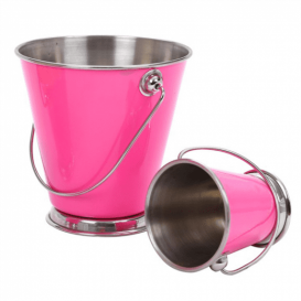 Mini Secchi presentazione Acciaio Rosa Ø90x90mm (12 Pezzi)