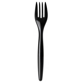 Forchetta Plastica Luxury Nero 175 mm (100 Pezzi)