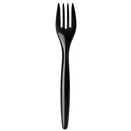 Forchetta Plastica Luxury Nero 175 mm (100 Pezzi)