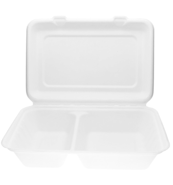Contenitori Canna Zucchero 2S Bianco 320x240x50mm (250 Pezzi) Contenitori Canna Zucchero 2S Bianco 320x240x50mm (250 Pezzi)