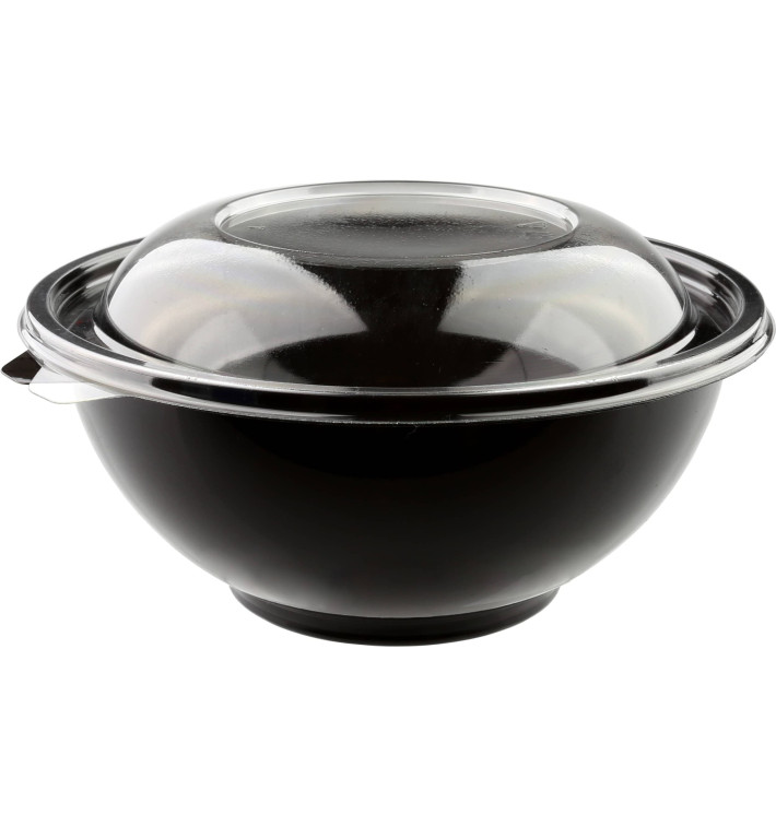 Ciotole di Plastica Nero con Coperchio 1500ml Ø230mm (5 Pezzi) Ciotole di Plastica Nero con Coperchio 1500ml Ø230mm (5 Pezzi)