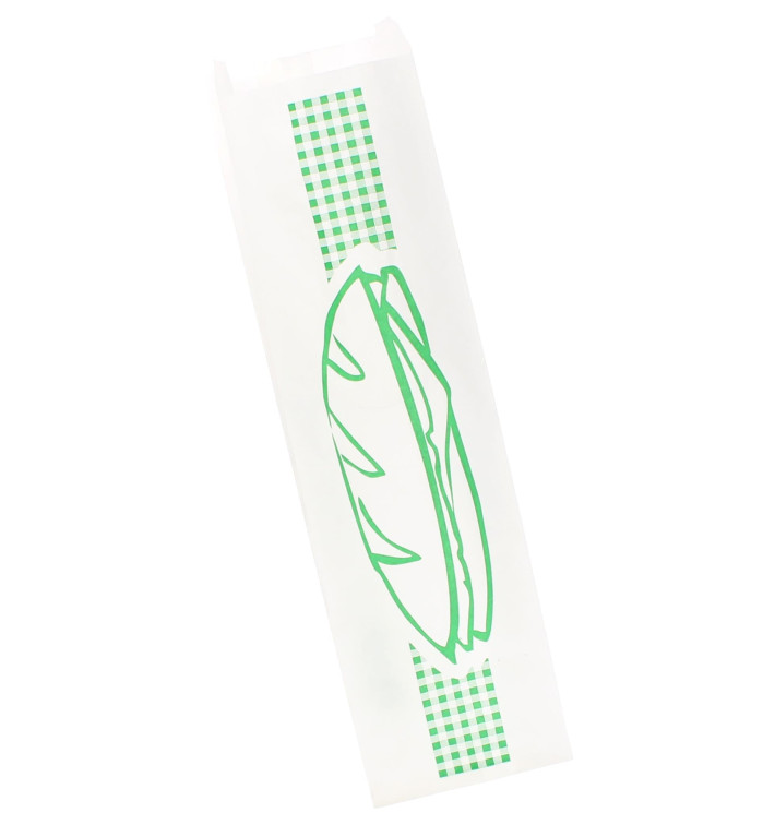 Sacchetto di Carta Baguette Verde 9+5x32cm (250 Pezzi) Sacchetto di Carta Baguette Verde 9+5x32cm (250 Pezzi)