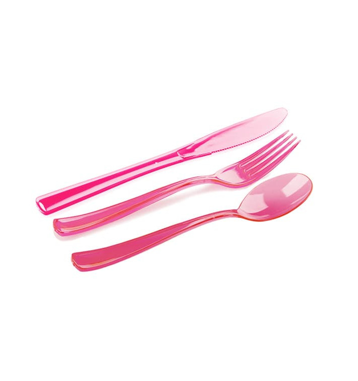 Set Posate Plastica Forchetta, Coltello, Cucchiaio Lampone (1 Kit) Set Posate Plastica Forchetta, Coltello, Cucchiaio Lampone (1 Kit)