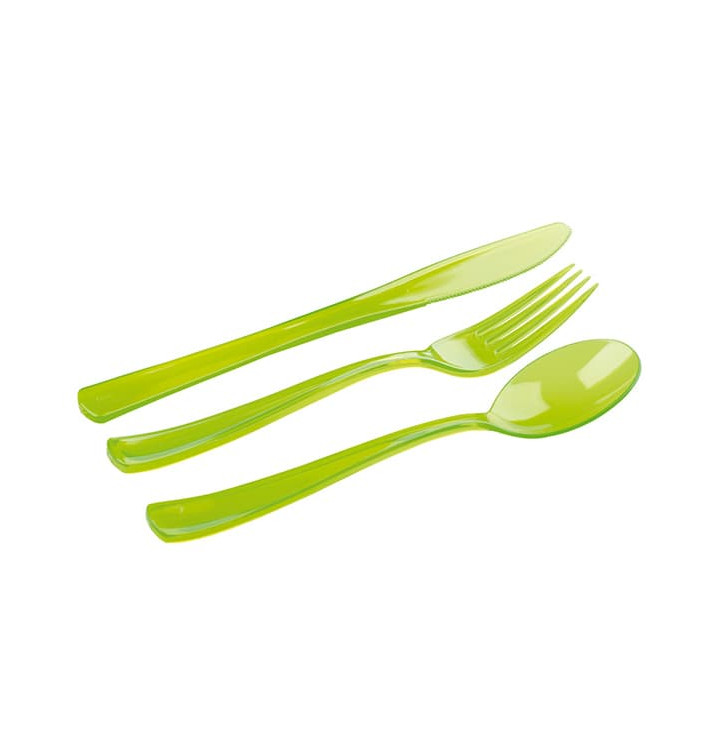 Set Posate Plastica Forchetta, Coltello, Cucchiaio Verde (1 Kit) Set Posate Plastica Forchetta, Coltello, Cucchiaio Verde (1 Kit)