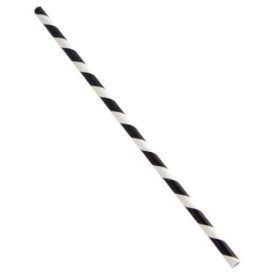Cannuccia Dritta di Carta Nero e Bianco Ø6mm 21cm (3000 Pezzi)