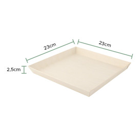 Piatto di Legno Quadrato 23x23x2,5cm 1250ml (25 Pezzi)
