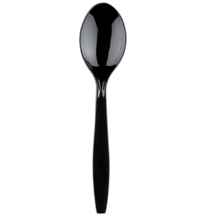Cucchiaio di Plastica Premium PS Nero 190mm (50 Pezzi) Cucchiaio di Plastica Premium PS Nero 190mm (50 Pezzi)