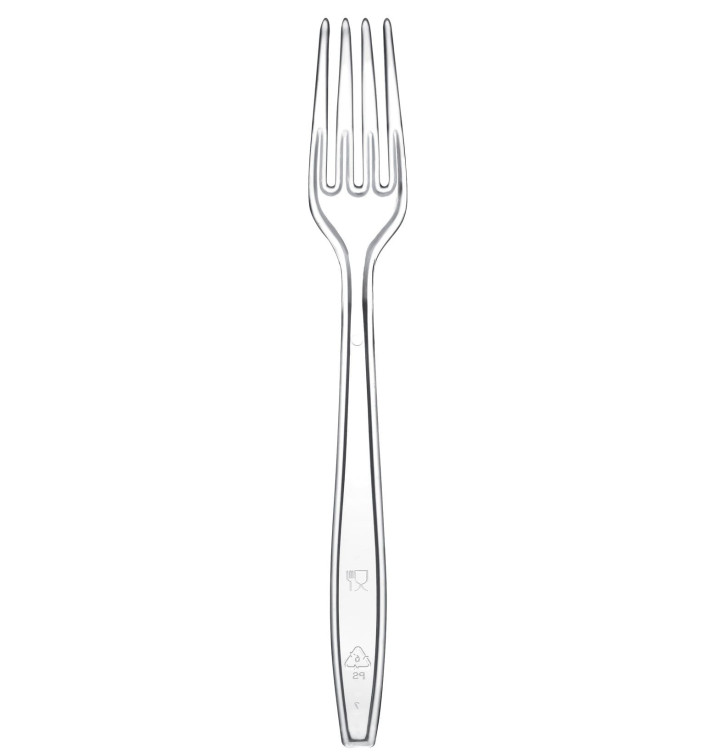 Forchetta di Plastica Premium PS Trasparente 190mm (50 Pezzi) Forchetta di Plastica Premium PS Trasparente 190mm (50 Pezzi)