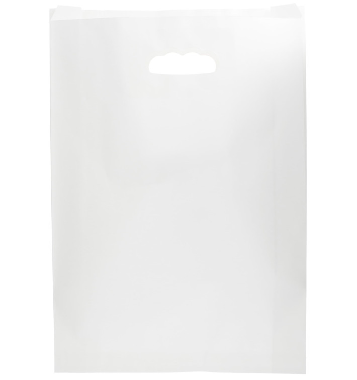 Sacchetti Carta Bianca Manico Fagiolo 31+8x42cm (50 Pezzi) Sacchetti Carta Bianca Manico Fagiolo 31+8x42cm (50 Pezzi)