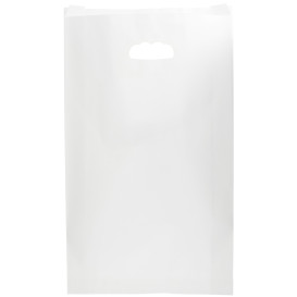 Sacchetti Carta Bianca Manico Fagiolo 24+7x37cm (50 Pezzi)