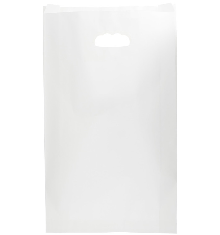 Sacchetti Carta Bianca Manico Fagiolo 24+7x37cm (50 Pezzi) Sacchetti Carta Bianca Manico Fagiolo 24+7x37cm (50 Pezzi)
