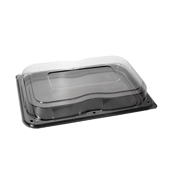 Vassoio Rettang. Nero e Coperchio PET 35x24cm (5 Pezzi) Vassoio Rettang. Nero e Coperchio PET 35x24cm (5 Pezzi)