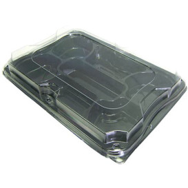 Vassoio Rettang. Nero 7S e Coperchio PET 35x24cm (5 Pezzi)