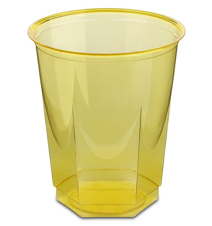 Bicchiere Plastica Esagonale PS Glas Giallo 250ml (250 Uds)