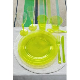 Piatto Plastica Tondo Rigida Verde 23cm (90 Pezzi)