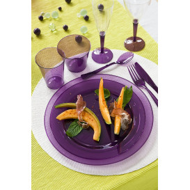 Piatto Plastica Tondo Rigida Melanzana 19cm (10 Pezzi)