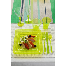 Piatto Plastica Rigida Quadrato Verde 22,5x22,5cm (6 Pezzi)