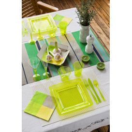 Piatto Plastica Rigida Quadrato Verde 22,5x22,5cm (6 Pezzi)