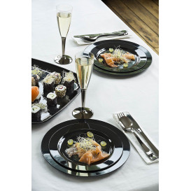 Piatto Plastica Rigida Nero 15cm (200 Pezzi)