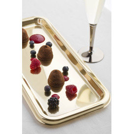 Vassoio Plastica Rettangolare Oro 35X16 cm (5 Pezzi)