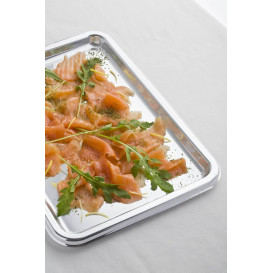 Vassoio Plastica Rettangolare Argento 35X24 cm (50 Pezzi)